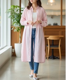 【羽織り・ワンピース2WAY】ストライプロングシャツワンピース/5色展開 春夏 体型カバー