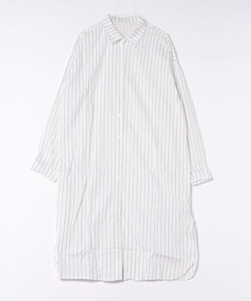 BY THE BAY(バイザベイ)の「【羽織り・ワンピース2WAY】ストライプロングシャツワンピース/5色展開 春夏 体型カバー(シャツワンピース・レディース・ブルー/ピンク/ホワイト/ブラック/ブラウン・FREE)」の6枚目の写真