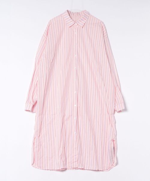 BY THE BAY(バイザベイ)の「【羽織り・ワンピース2WAY】ストライプロングシャツワンピース/5色展開 春夏 体型カバー(シャツワンピース・レディース・ブルー/ピンク/ホワイト/ブラック/ブラウン・FREE)」の10枚目の写真