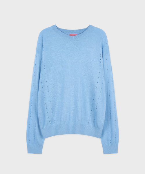 SINOON（シヌーン）の「Sheer Logo Long Sleeve Knit Pullover (Soft Blue)（ニット/セーター・レディース・ライトブルー・FREE）」の3枚目の写真