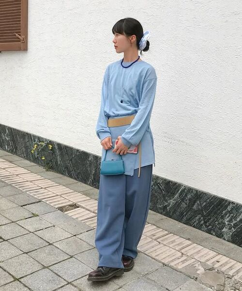 SINOON（シヌーン）の「Sheer Logo Long Sleeve Knit Pullover (Soft Blue)（ニット/セーター・レディース・ライトブルー・FREE）」の6枚目の写真