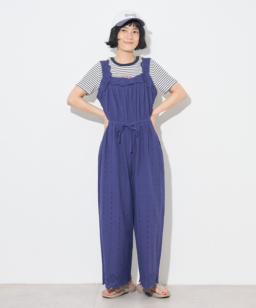 FREAK'S STORE(フリークスストア)の「インド スカラップサロペット(サロペット/オーバーオール・レディース・ブラック/ブルー/オフホワイト・フリ-)」の4枚目の写真