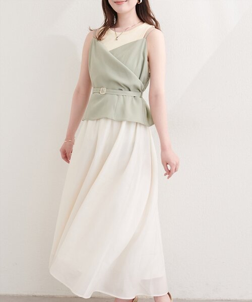 natural couture（ナチュラルクチュール）の「カシュクールドッキングキャミワンピース（ワンピース・レディース・アイボリー/ネイビー/ミント/ベージュ・FREE）」の22枚目の写真