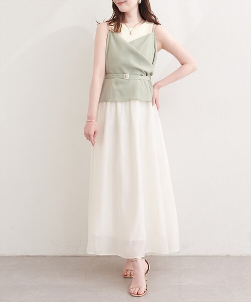 natural couture（ナチュラルクチュール）の「カシュクールドッキングキャミワンピース（ワンピース・レディース・アイボリー/ネイビー/ミント/ベージュ・FREE）」の20枚目の写真