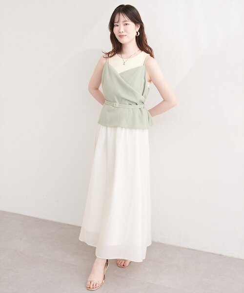 natural couture（ナチュラルクチュール）の「カシュクールドッキングキャミワンピース（ワンピース・レディース・アイボリー/ネイビー/ミント/ベージュ・FREE）」の19枚目の写真