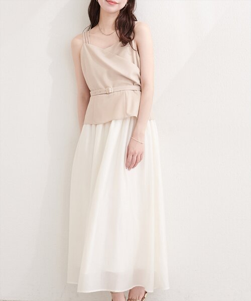 natural couture（ナチュラルクチュール）の「カシュクールドッキングキャミワンピース（ワンピース・レディース・アイボリー/ネイビー/ミント/ベージュ・FREE）」の15枚目の写真