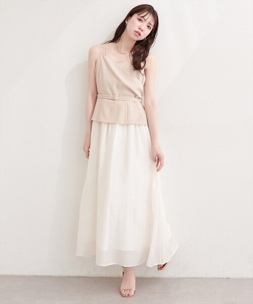 natural couture（ナチュラルクチュール）の「カシュクールドッキングキャミワンピース（ワンピース・レディース・アイボリー/ネイビー/ミント/ベージュ・FREE）」の12枚目の写真