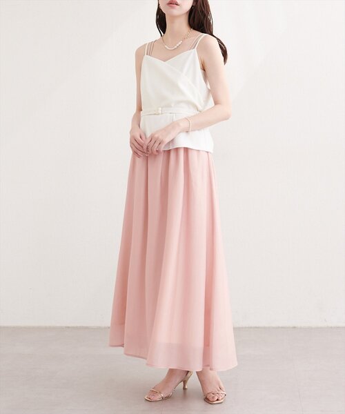 natural couture（ナチュラルクチュール）の「カシュクールドッキングキャミワンピース（ワンピース・レディース・アイボリー/ネイビー/ミント/ベージュ・FREE）」の5枚目の写真