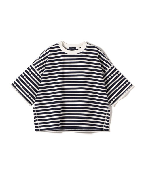 SHIPS(シップス)の「SHIPS Primary Navy Label:コットン 天竺 ハーフ スリーブ TEE(Tシャツ/カットソー・レディース・ブラック/オフホワイト/ネイビー・ONE SIZE)」の3枚目の写真