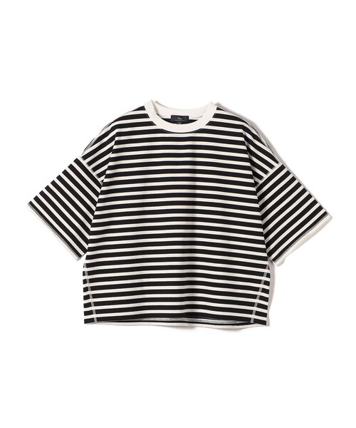 SHIPS(シップス)の「SHIPS Primary Navy Label:コットン 天竺 ハーフ スリーブ TEE(Tシャツ/カットソー・レディース・ブラック/オフホワイト/ネイビー・ONE SIZE)」の2枚目の写真