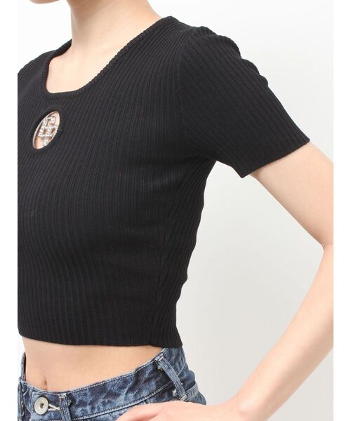 GYDA(ジェイダ)の「GG bijou MOLDニットトップス(Tシャツ/カットソー・レディース・オフホワイト/ブラック・FREE)」の19枚目の写真