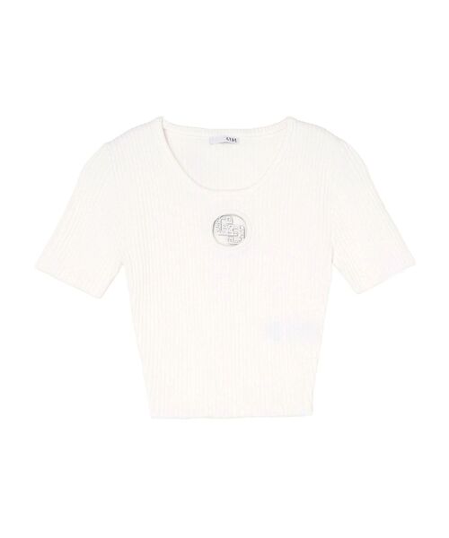 GYDA(ジェイダ)の「GG bijou MOLDニットトップス(Tシャツ/カットソー・レディース・オフホワイト/ブラック・FREE)」の13枚目の写真