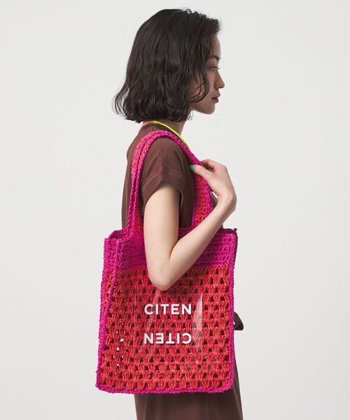 CITEN（シテン）の「＜CITEN＞ペーパーコードバイカラートート（トートバッグ・レディース・ベージュ/ネイビー/オレンジ・FREE）」の3枚目の写真