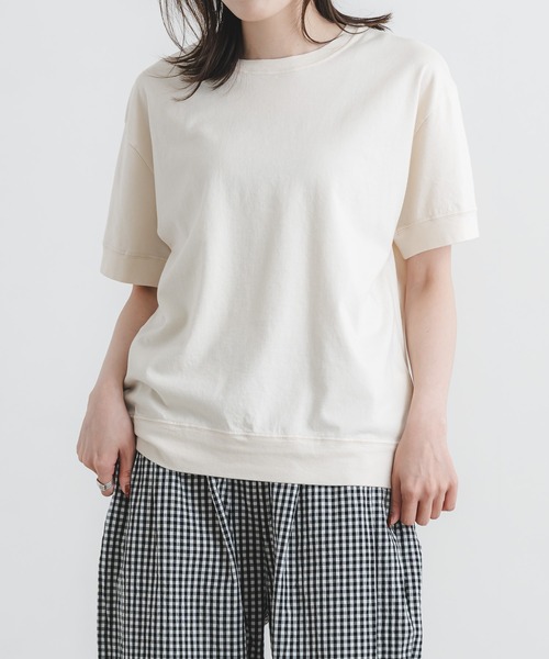 quadro(クオドロ)の「40/2マハバーラ天竺半袖クルーネックプルオーバー(Tシャツ/カットソー・レディース・キナリ/チャコール/グレー・FREE)」の12枚目の写真