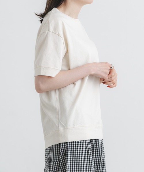 quadro(クオドロ)の「40/2マハバーラ天竺半袖クルーネックプルオーバー(Tシャツ/カットソー・レディース・キナリ/チャコール/グレー・FREE)」の9枚目の写真