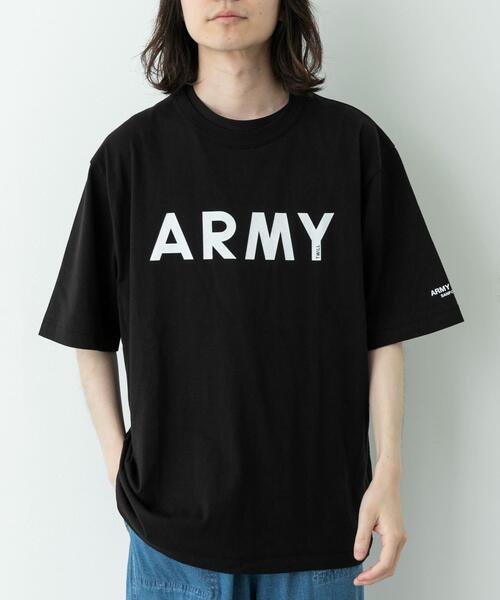ARMY TWILL(アーミーツイル)の「ARMY TWILL PRINT HSTEE ARMY(Tシャツ/カットソー・メンズ・ブラック/ホワイト・MEDIUM/LARGE)」の1枚目の写真