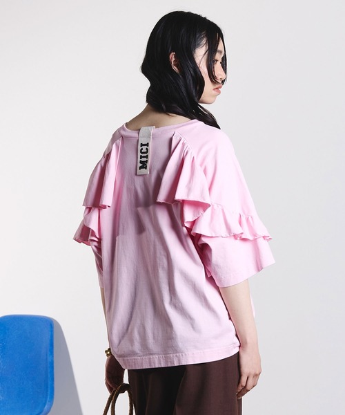 ROSE BUD(ローズバッド)の「mici/BACK RAFFLE TEE(Tシャツ/カットソー・レディース・ライトピンク/ブラック・ONE SIZE)」の3枚目の写真