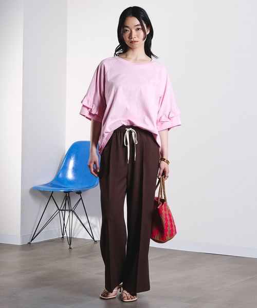 ROSE BUD(ローズバッド)の「mici/BACK RAFFLE TEE(Tシャツ/カットソー・レディース・ライトピンク/ブラック・ONE SIZE)」の21枚目の写真