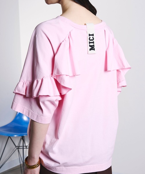 ROSE BUD(ローズバッド)の「mici/BACK RAFFLE TEE(Tシャツ/カットソー・レディース・ライトピンク/ブラック・ONE SIZE)」の14枚目の写真