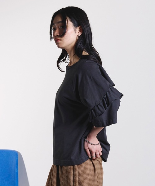 ROSE BUD(ローズバッド)の「mici/BACK RAFFLE TEE(Tシャツ/カットソー・レディース・ライトピンク/ブラック・ONE SIZE)」の13枚目の写真