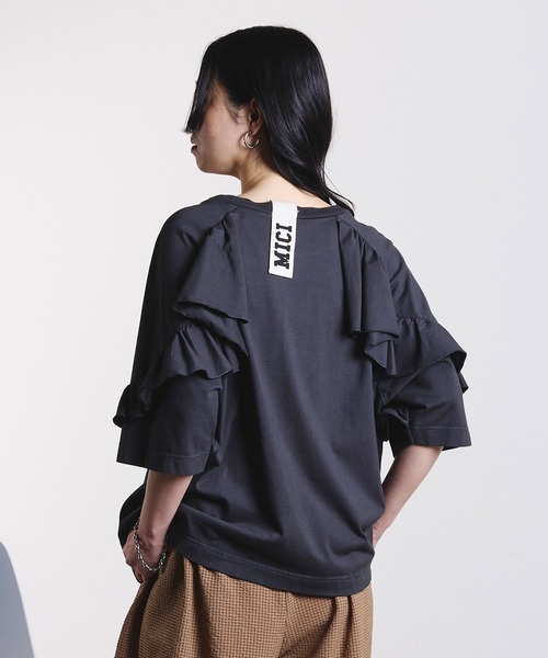 ROSE BUD(ローズバッド)の「mici/BACK RAFFLE TEE(Tシャツ/カットソー・レディース・ライトピンク/ブラック・ONE SIZE)」の12枚目の写真