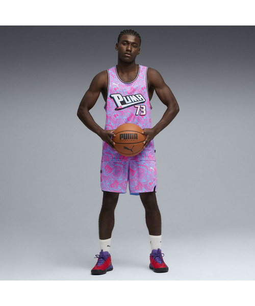 PUMA(プーマ)の「PUMA プーマ メンズ バスケットボール フレイグラント ファウル AOP 6インチ(その他パンツ・メンズ・ブラック×グレー/ピンク系その他・LARGE/X-LARGE/SMALL/MEDIUM)」の4枚目の写真