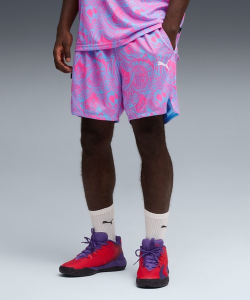 PUMA(プーマ)の「PUMA プーマ メンズ バスケットボール フレイグラント ファウル AOP 6インチ(その他パンツ・メンズ・ブラック×グレー/ピンク系その他・LARGE/X-LARGE/SMALL/MEDIUM)」の2枚目の写真