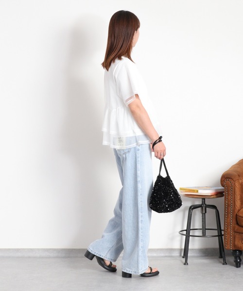 cepo（セポ）の「シアーチュールドッキングペプラムプルオーバー（Tシャツ/カットソー・レディース・ブラック/オフホワイト・M）」の9枚目の写真