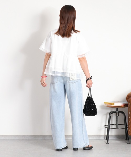 cepo（セポ）の「シアーチュールドッキングペプラムプルオーバー（Tシャツ/カットソー・レディース・ブラック/オフホワイト・M）」の10枚目の写真