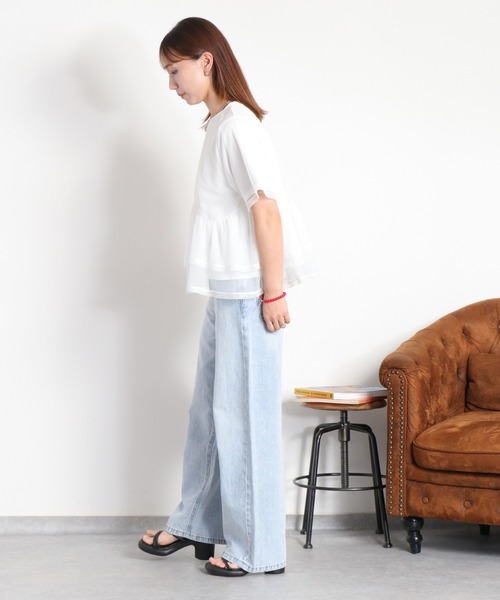 cepo（セポ）の「シアーチュールドッキングペプラムプルオーバー（Tシャツ/カットソー・レディース・ブラック/オフホワイト・M）」の11枚目の写真