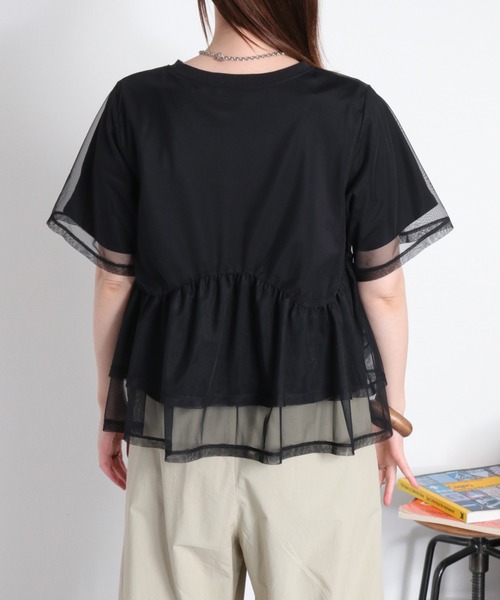 cepo（セポ）の「シアーチュールドッキングペプラムプルオーバー（Tシャツ/カットソー・レディース・ブラック/オフホワイト・M）」の16枚目の写真