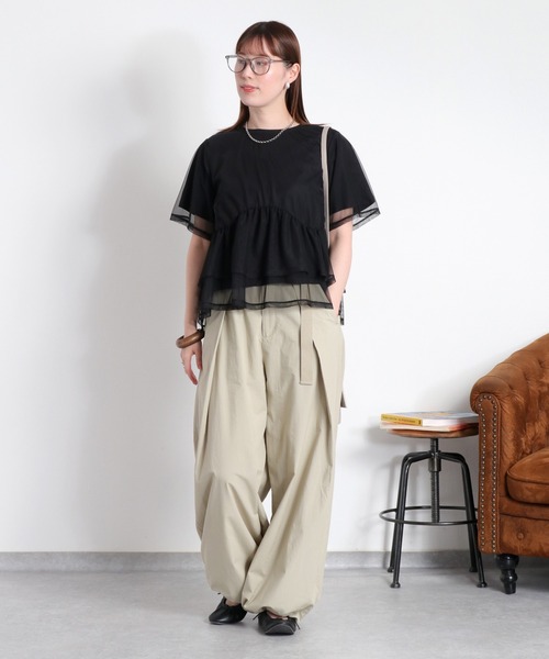 cepo（セポ）の「シアーチュールドッキングペプラムプルオーバー（Tシャツ/カットソー・レディース・ブラック/オフホワイト・M）」の20枚目の写真