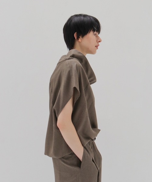 DRESSLAVE(ドレスレイブ)の「gingham check 2way off shoulder blouse(ギンガムチェック2WAYオフショルダーブラウス)(シャツ/ブラウス・レディース・ブラウン/グレー・38)」の9枚目の写真