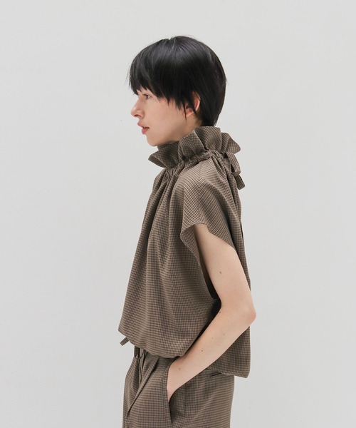 DRESSLAVE(ドレスレイブ)の「gingham check 2way off shoulder blouse(ギンガムチェック2WAYオフショルダーブラウス)(シャツ/ブラウス・レディース・ブラウン/グレー・38)」の13枚目の写真