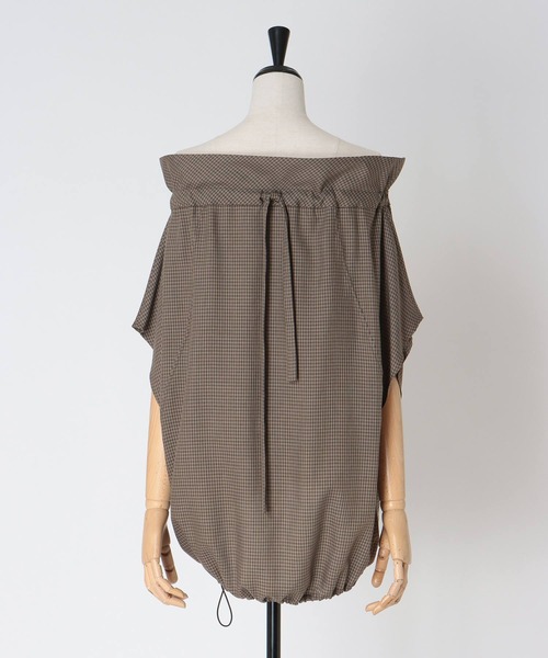 DRESSLAVE(ドレスレイブ)の「gingham check 2way off shoulder blouse(ギンガムチェック2WAYオフショルダーブラウス)(シャツ/ブラウス・レディース・ブラウン/グレー・38)」の18枚目の写真