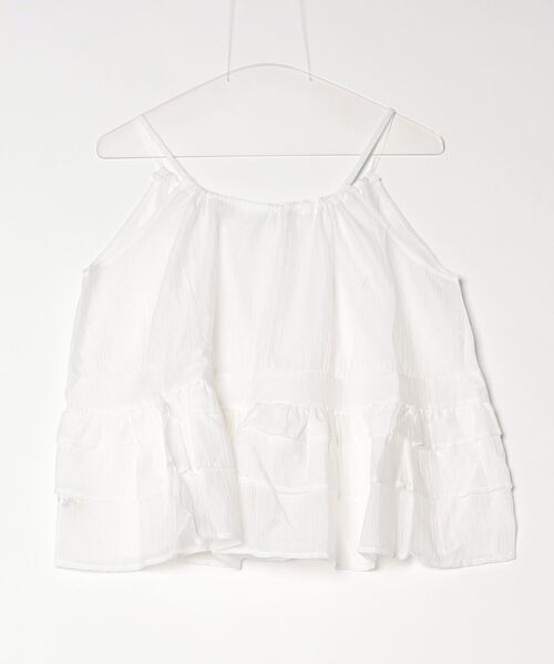 Dream garden(ドリームガーデン)の「ティアードフリルキャミソールトップス(Tシャツ/カットソー・レディース・ベージュ/ブラック/ホワイト・FREE)」の4枚目の写真