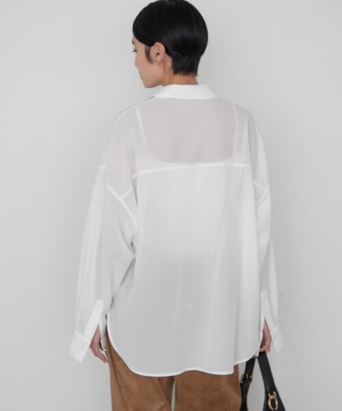 LOUNGEDRESS(ラウンジドレス)の「《オフィスカジュアル対応》リヨセルシャツ(シャツ/ブラウス・レディース・ベージュ/ネイビー/ブラウン/オフホワイト・FREE)」の11枚目の写真