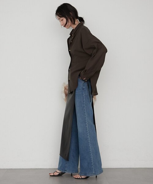 LOUNGEDRESS(ラウンジドレス)の「《オフィスカジュアル対応》リヨセルシャツ(シャツ/ブラウス・レディース・ベージュ/ネイビー/ブラウン/オフホワイト・FREE)」の16枚目の写真