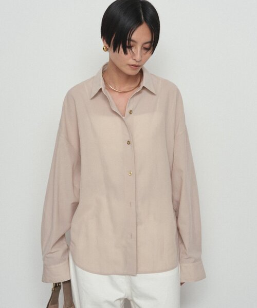 LOUNGEDRESS(ラウンジドレス)の「《オフィスカジュアル対応》リヨセルシャツ(シャツ/ブラウス・レディース・ベージュ/ネイビー/ブラウン/オフホワイト・FREE)」の22枚目の写真