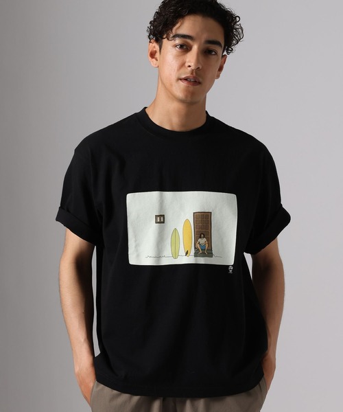 BAYFLOW(ベイフロー)の「【マシュー・ウィグルスワース】サーフアートフォトTシャツ(Tシャツ/カットソー・メンズ・オフホワイト/ブラック・MEDIUM/LARGE)」の1枚目の写真