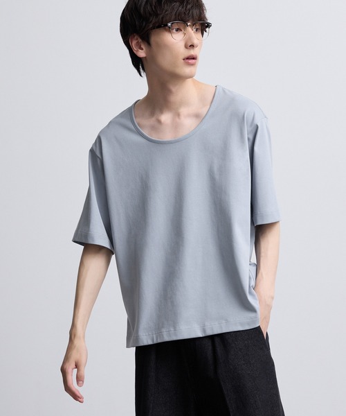 EMMA CLOTHES(エマクローズ)の「コンフォート Uネック 半袖Tシャツ(Tシャツ/カットソー・メンズ・スミクロ/オフホワイト/ブラウン/ブルーグレー・S/M/L)」の3枚目の写真