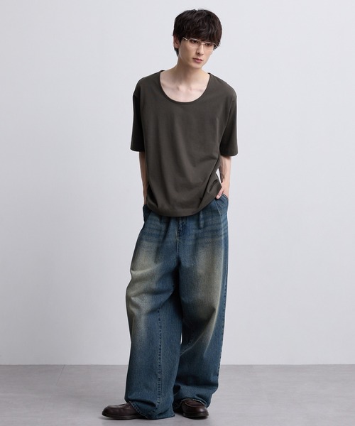 EMMA CLOTHES(エマクローズ)の「コンフォート Uネック 半袖Tシャツ(Tシャツ/カットソー・メンズ・スミクロ/オフホワイト/ブラウン/ブルーグレー・S/M/L)」の14枚目の写真
