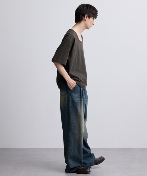 EMMA CLOTHES(エマクローズ)の「コンフォート Uネック 半袖Tシャツ(Tシャツ/カットソー・メンズ・スミクロ/オフホワイト/ブラウン/ブルーグレー・S/M/L)」の15枚目の写真