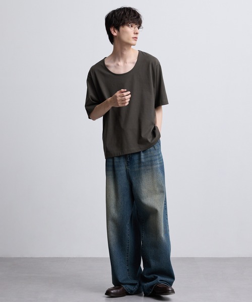 EMMA CLOTHES(エマクローズ)の「コンフォート Uネック 半袖Tシャツ(Tシャツ/カットソー・メンズ・スミクロ/オフホワイト/ブラウン/ブルーグレー・S/M/L)」の13枚目の写真