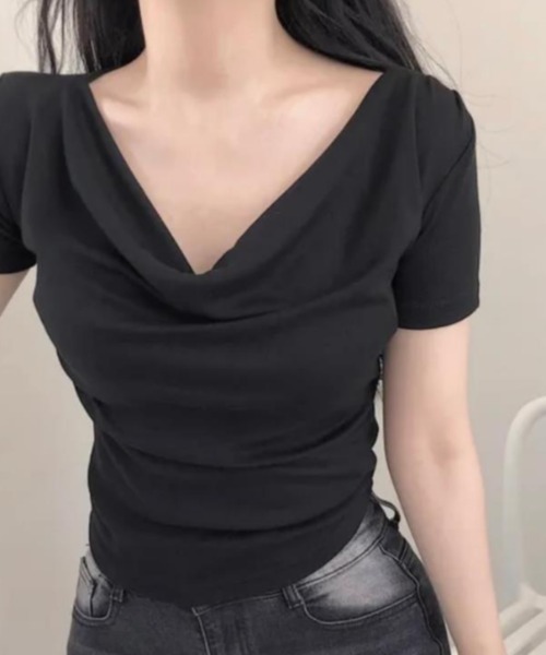 semplice(センプリチェ)の「Tシャツ【韓国ファッション】(Tシャツ/カットソー・レディース・ブラック/ホワイト・F)」の3枚目の写真
