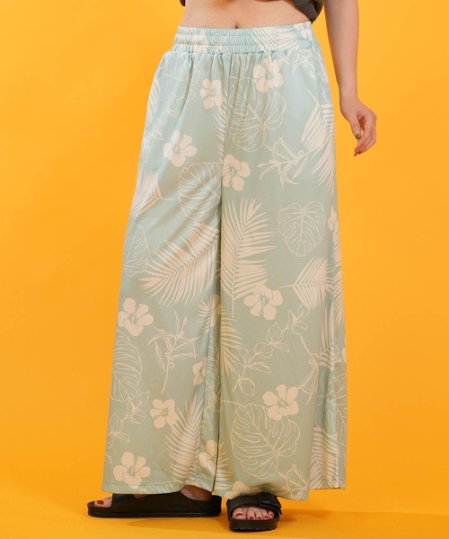 Hula Lani(フララニ)の「HULALANI/フララニ レディース ロングパンツ ワイドパンツ ボタニカル柄 263HU2LP182(その他パンツ・レディース・ネイビー/ホワイト/ピンク/ブルー・FREE)」の3枚目の写真