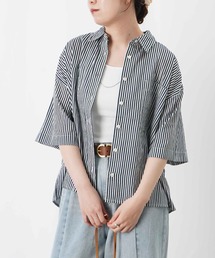 LUCA/LADY LUCK LUCA | LC/LLL 【新色追加】キャンブリックボイル半袖プリントシャツ/ストライプシャツ(シャツ/ブラウス)