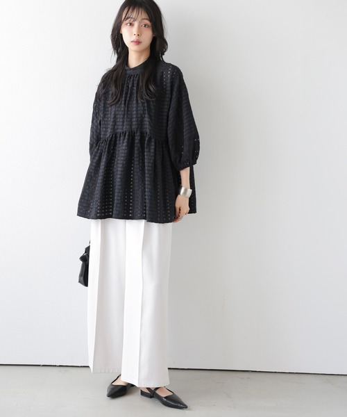 La-gemme(ラジェム)の「シアーチェックペプラムブラウス(シャツ/ブラウス・レディース・ブラック/ホワイト・フリー)」の10枚目の写真