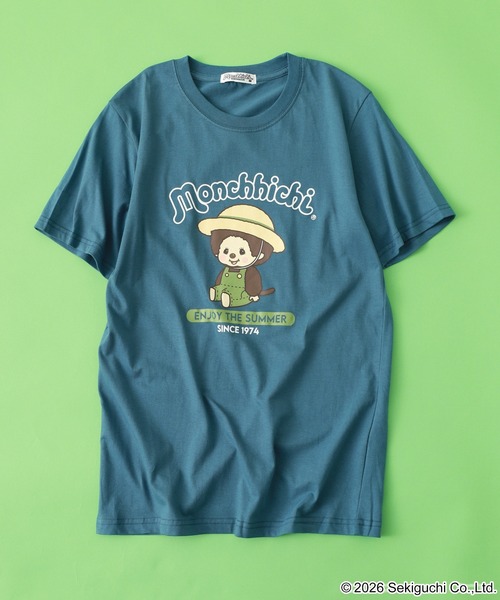 FUNALIVE(ファンアライブ)の「モンチッチ 夏柄 プリント 半袖Tシャツ(Tシャツ/カットソー・メンズ・ブラック/グレイッシュブルー/オフホワイト・L/LL/M)」の6枚目の写真