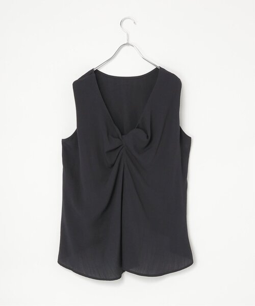 notch.（ノッチ）の「【セットアップ対応】麻混バックツイストチュニック（シャツ/ブラウス・レディース・ネイビー/ベージュ・M）」の4枚目の写真